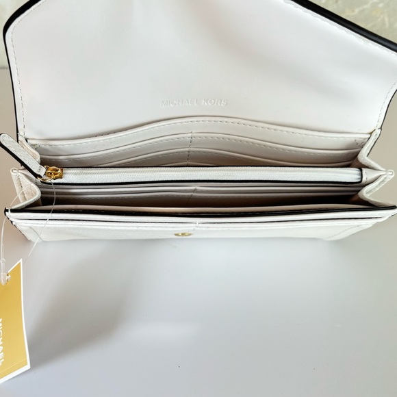 Michael Kors Jet Set Fulton Large Flap Continental Wallet Optic White - Picture 6 of 8